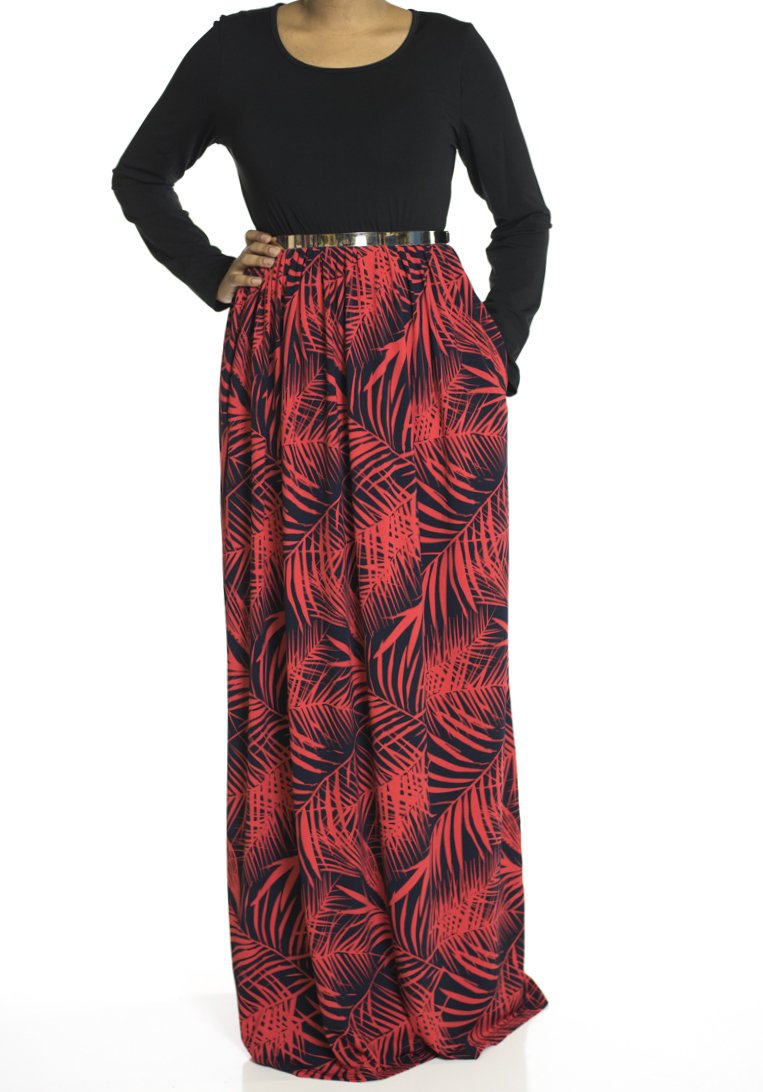 Red Palms maxi dress Kabayare