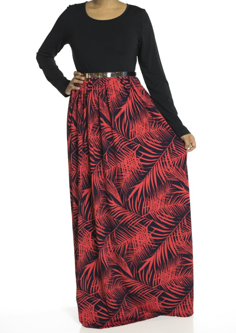 Red Palms maxi dress Kabayare