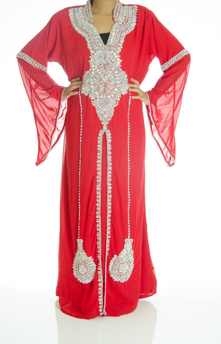 Red Pearl Khaleeji Dress Kabayare