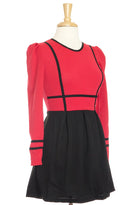 Red Piped Colorblock Top Kabayare