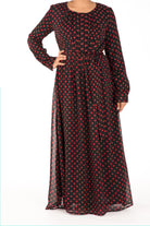 Red Polka dot chiffon dress Kabayare