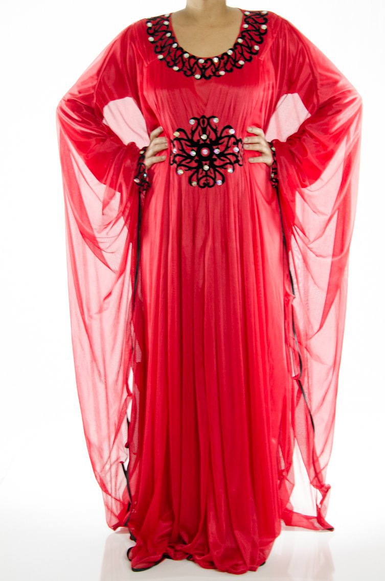 Red Velvet Butterfly Kaftan Kabayare