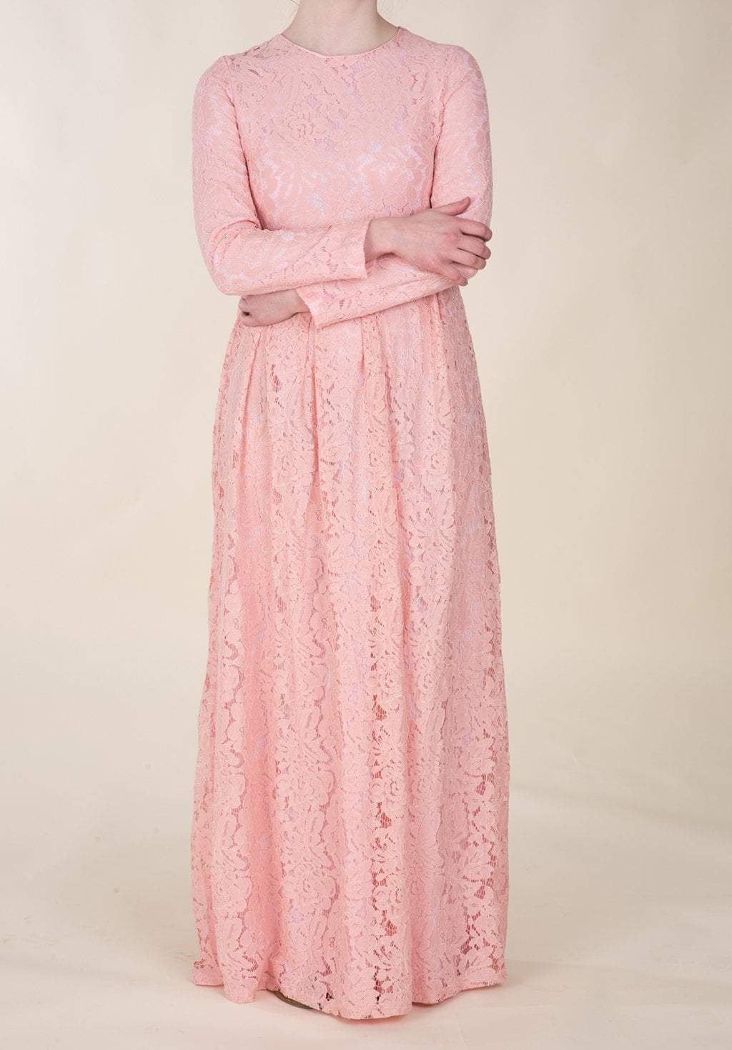 Rose Pink Floral Pattern Lace Dress Kabayare