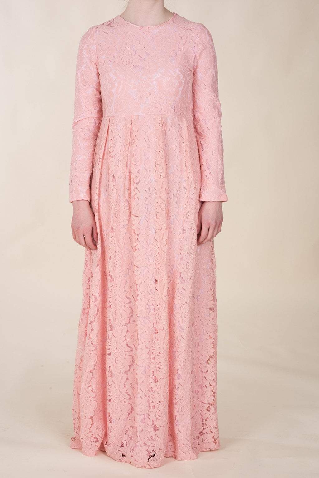 Rose Pink Floral Pattern Lace Dress Kabayare