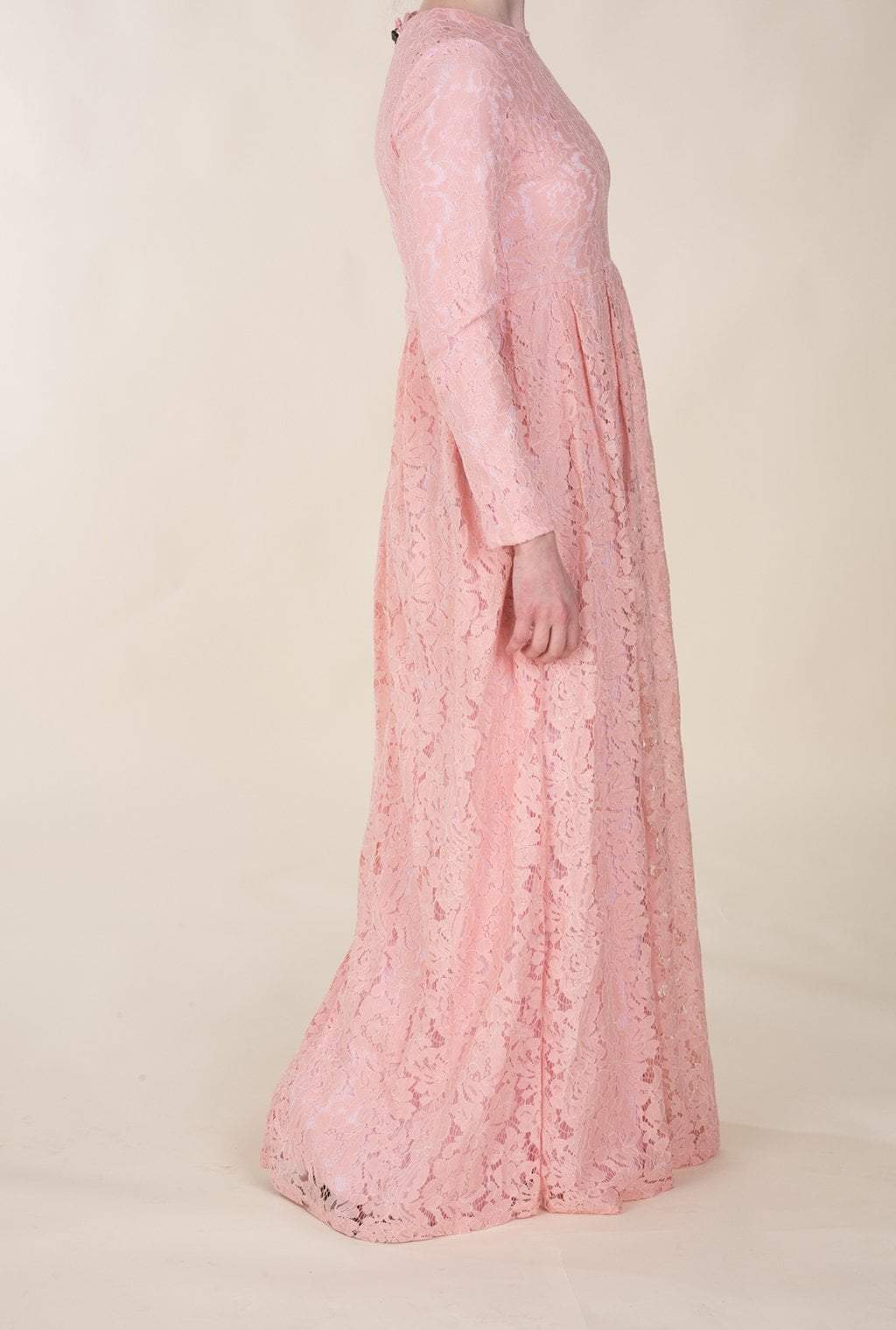 Rose Pink Floral Pattern Lace Dress Kabayare