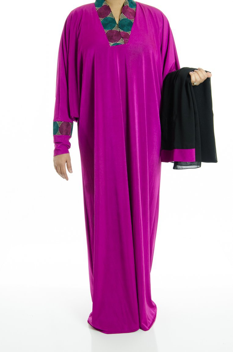 Round collar embroidery Jersey Abaya Kabayare