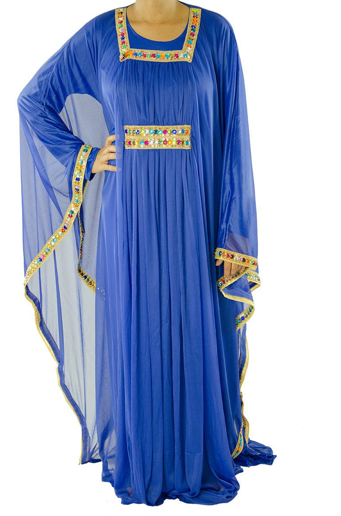 Royal Blue 2-Piece Bedazzle Kaftan Dress Kabayare