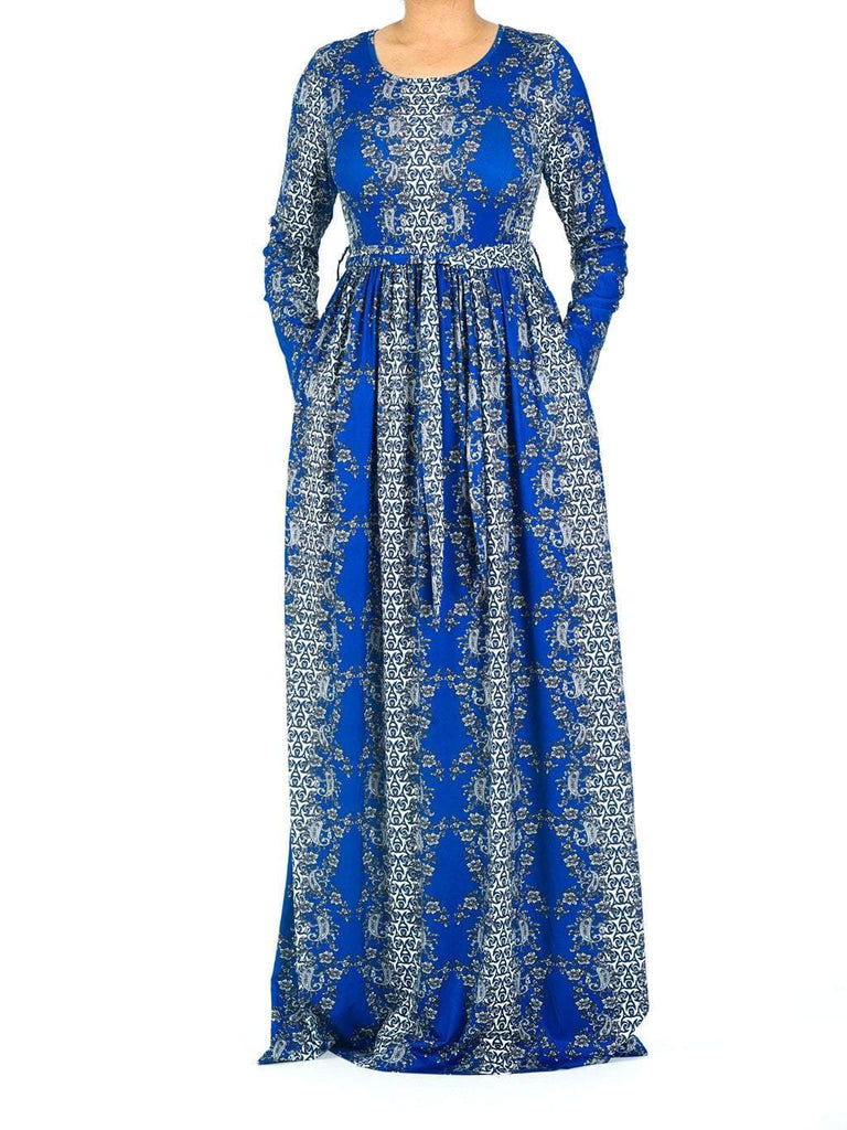 Royal Blue soft print maxi dress Kabayare