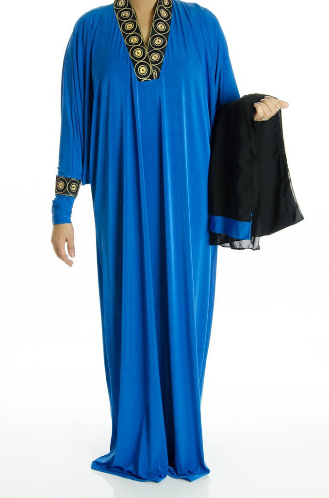 Royal collar embroidery Jersey Abaya Kabayare