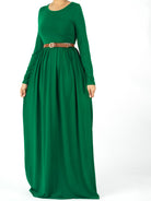 Royal Green Milk Silk Maxi Dress (SOFT) Kabayare