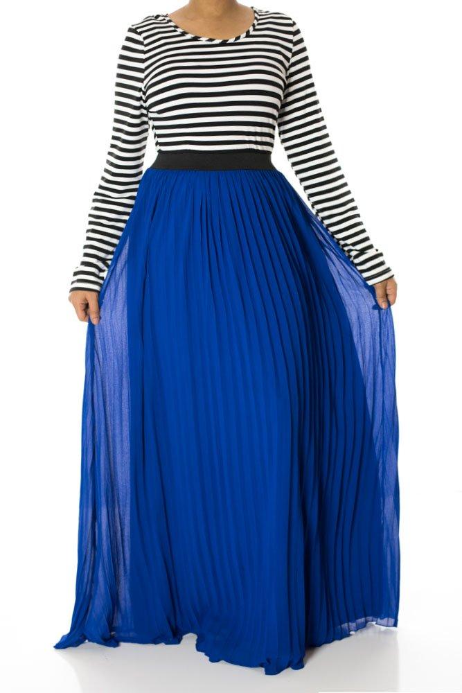 Royal Striped Pleated maxi dress Kabayare