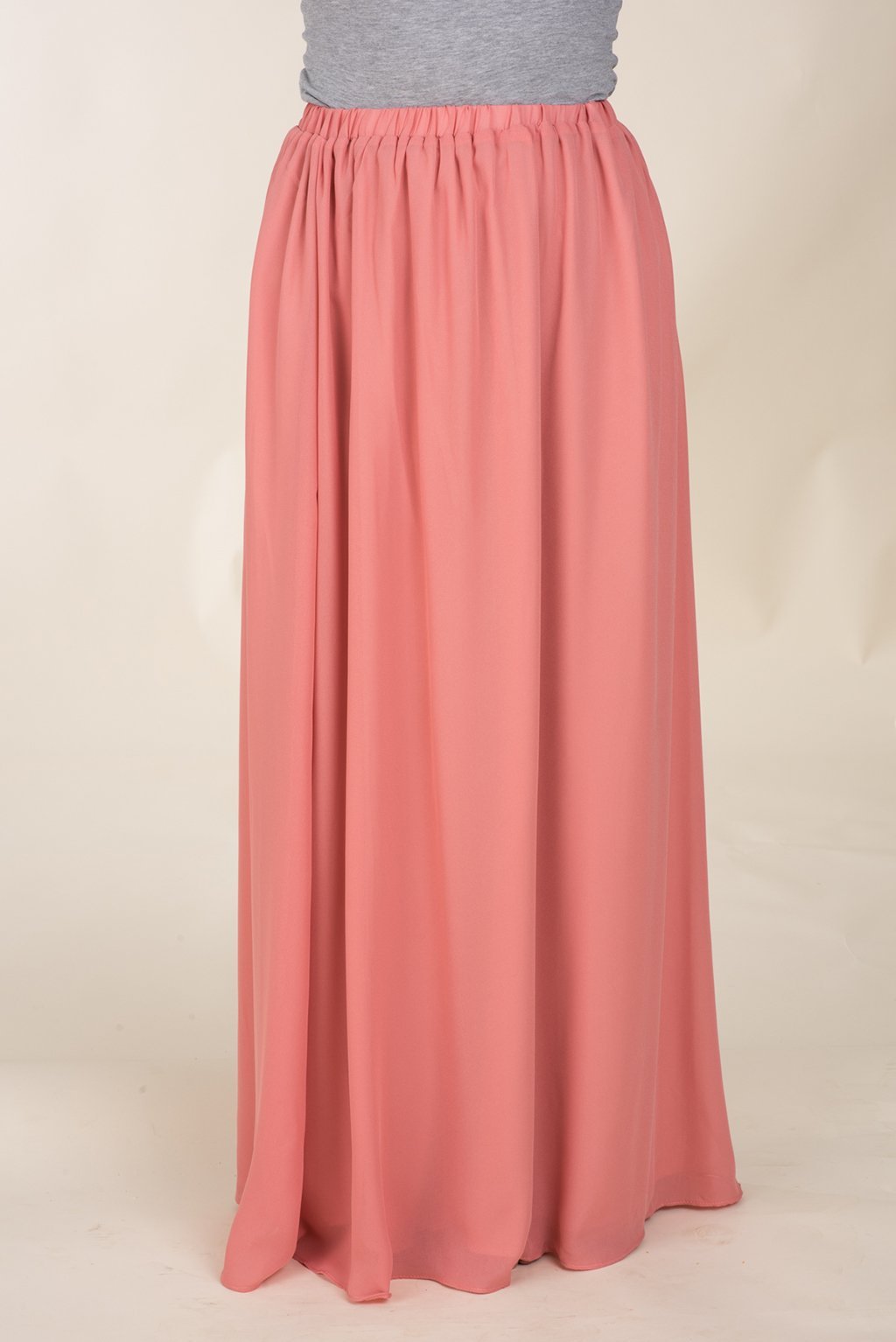 Salmon Basic Crepe Maxi Skirt Kabayare