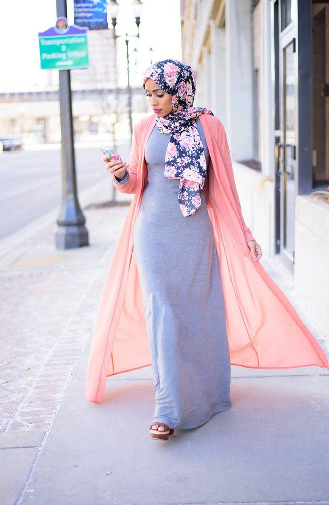 Salmon Basic Maxi Cardigan Kabayare