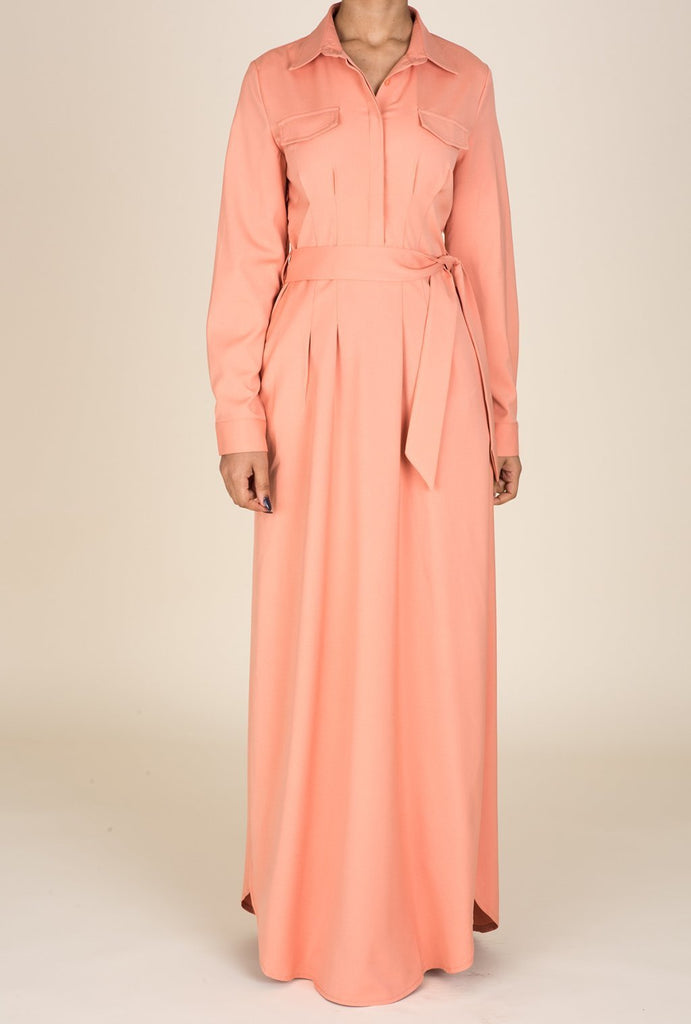 Salmon Chic Pockets Maxi Dress Kabayare