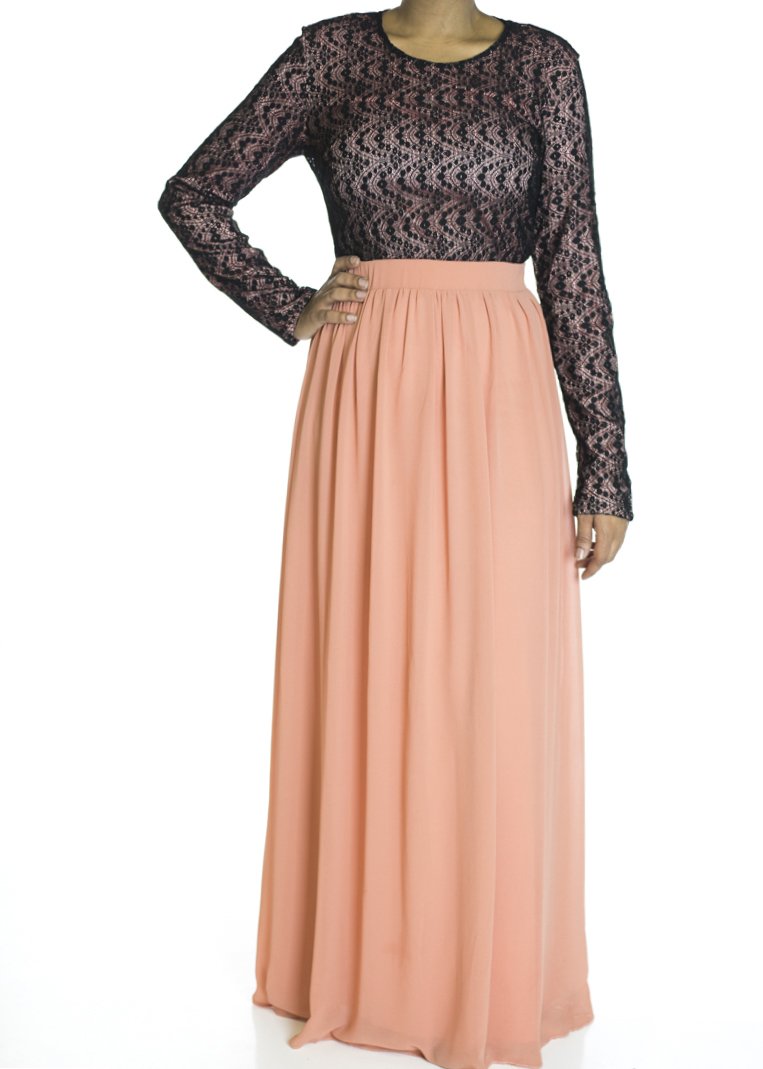 Salmon lash chiffon dress Kabayare