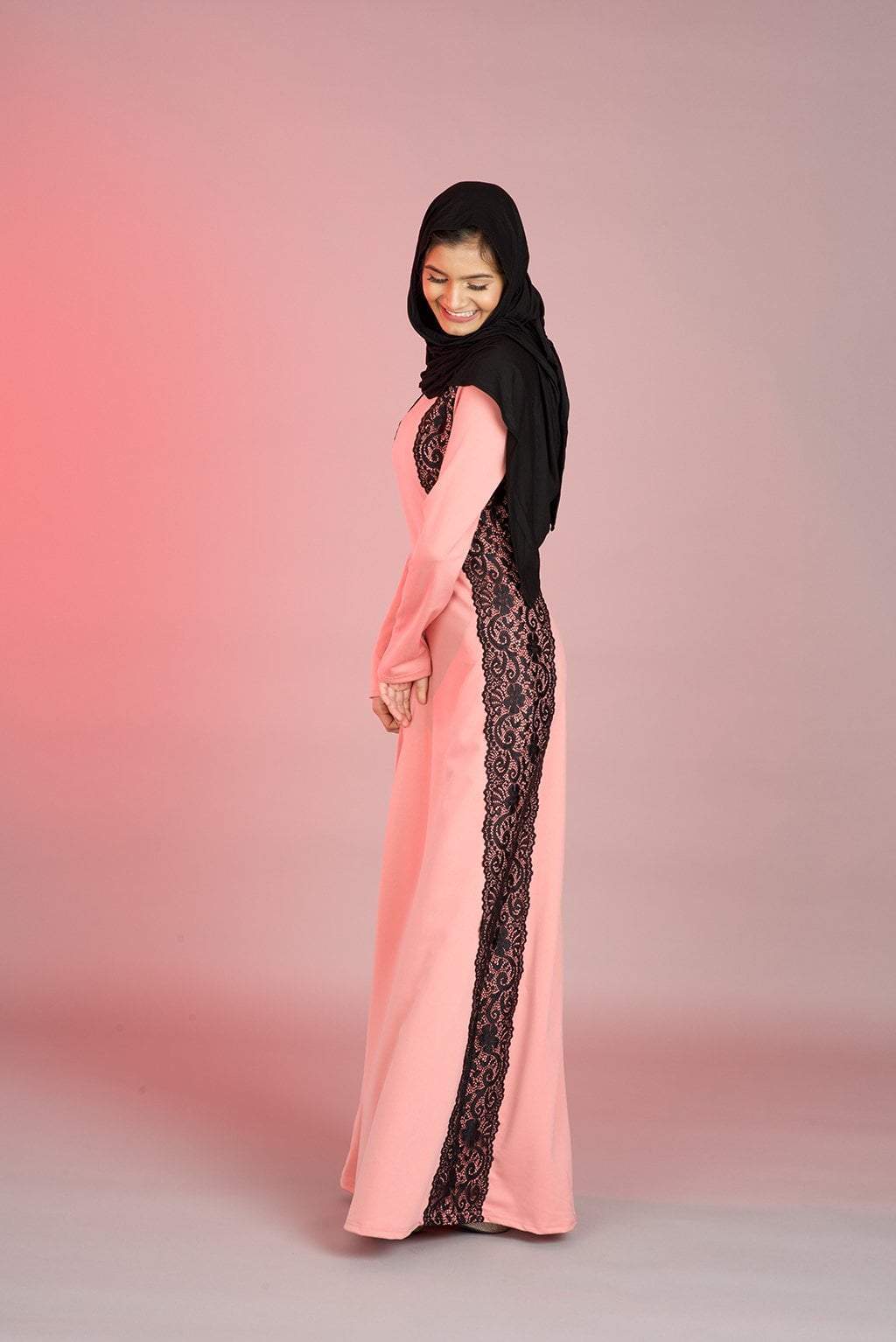 Salmon Macramé Lace Dress Kabayare
