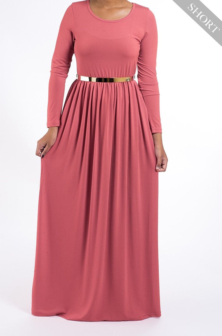 Salmon Milk silk Maxi dress (Short) Kabayare