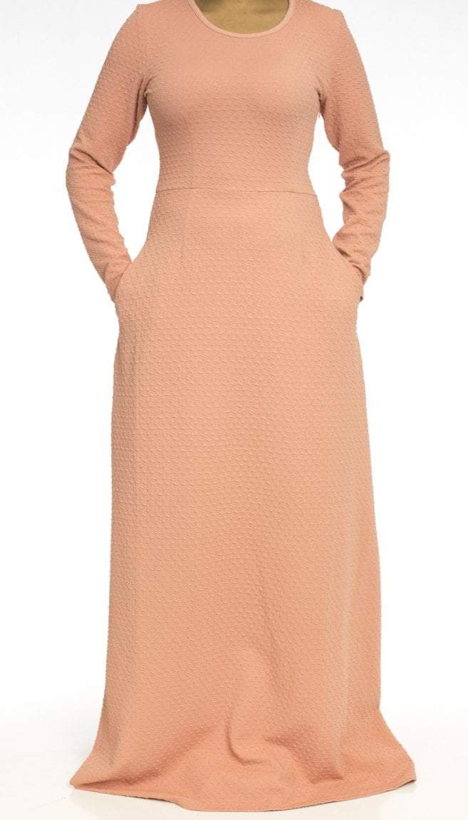 salmon textured dress Kabayare