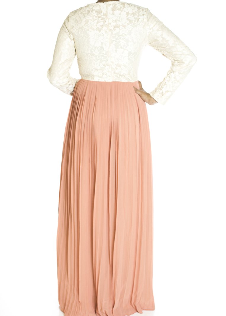 Salmon Vintage pleated dress Kabayare