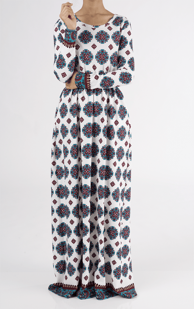 Samira Textured Print Dress Kabayare