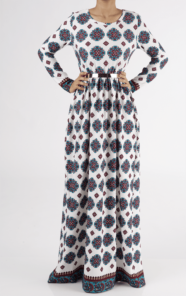 Samira Textured Print Dress Kabayare
