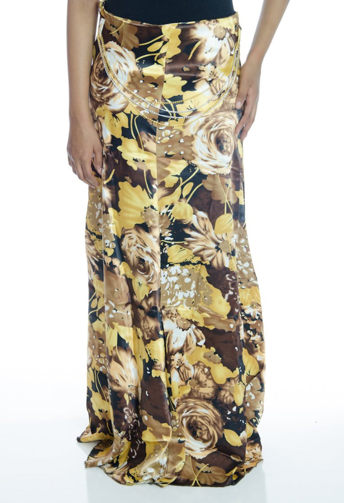 Satin Floral Skirt Kabayare