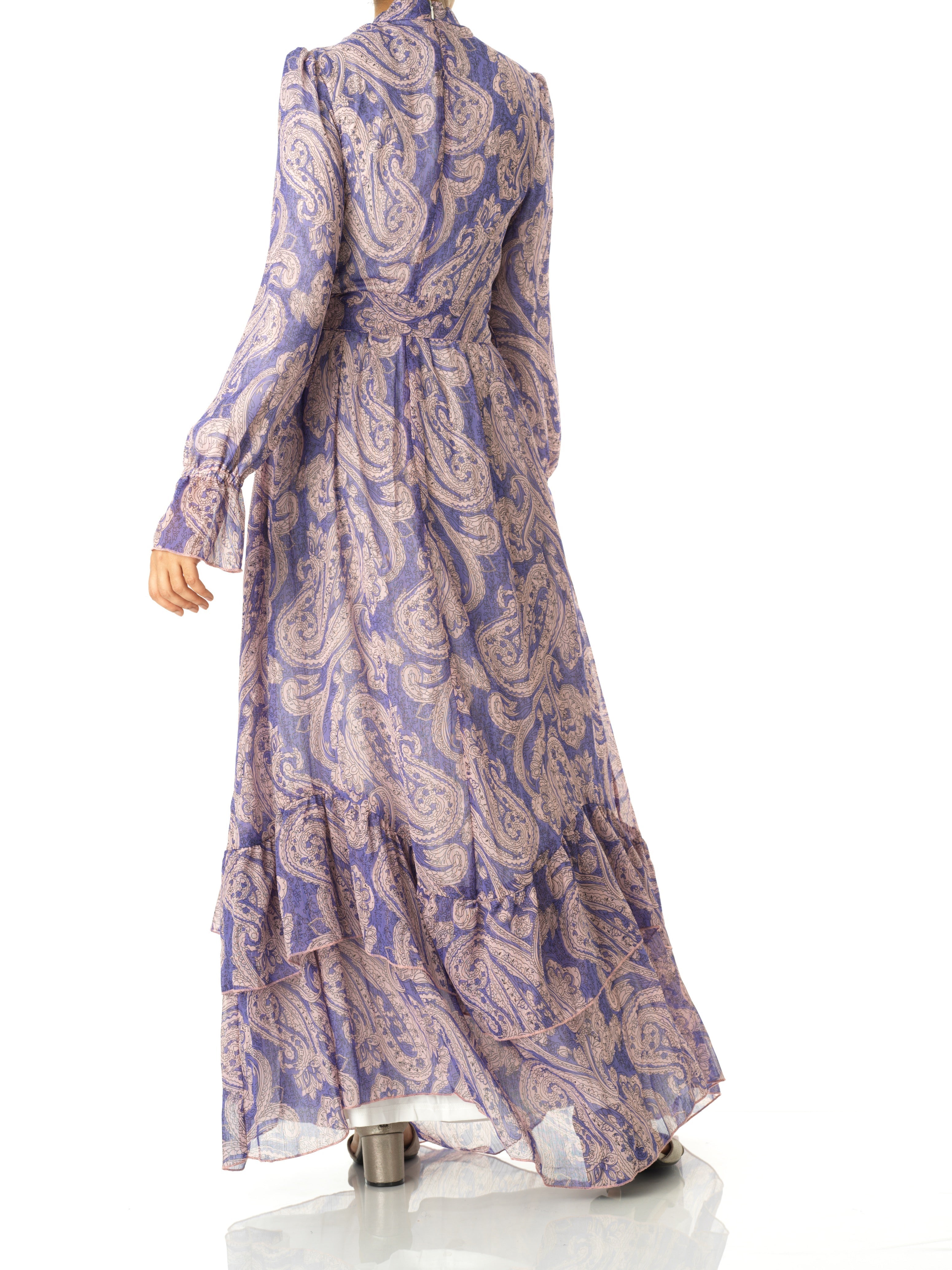 shades of lavender and paisley print modest maxi dress Kabayare