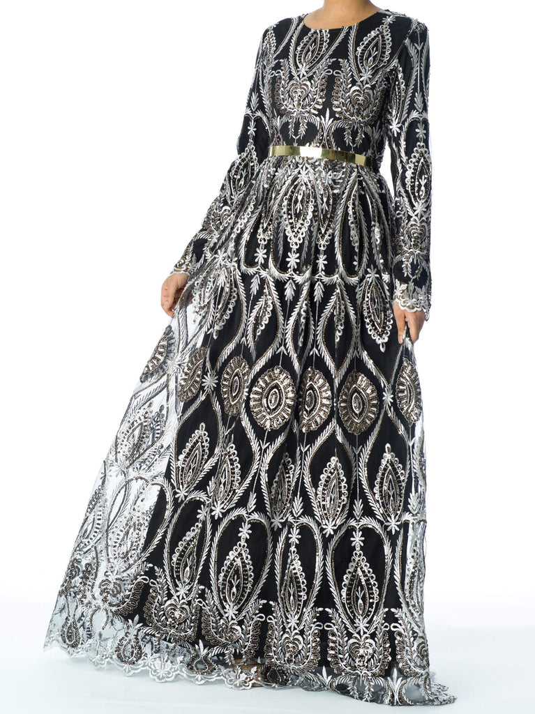 Silver Caterina Modest Gown Kabayare