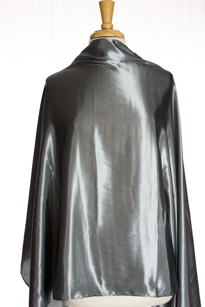 Silver Satin Silk Hijab Kabayare
