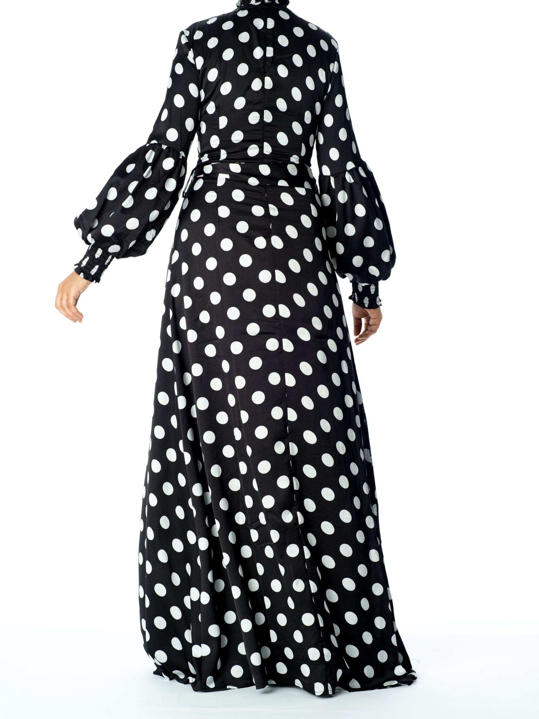 Smocked cuffs Polka Dots Maxi dress Kabayare