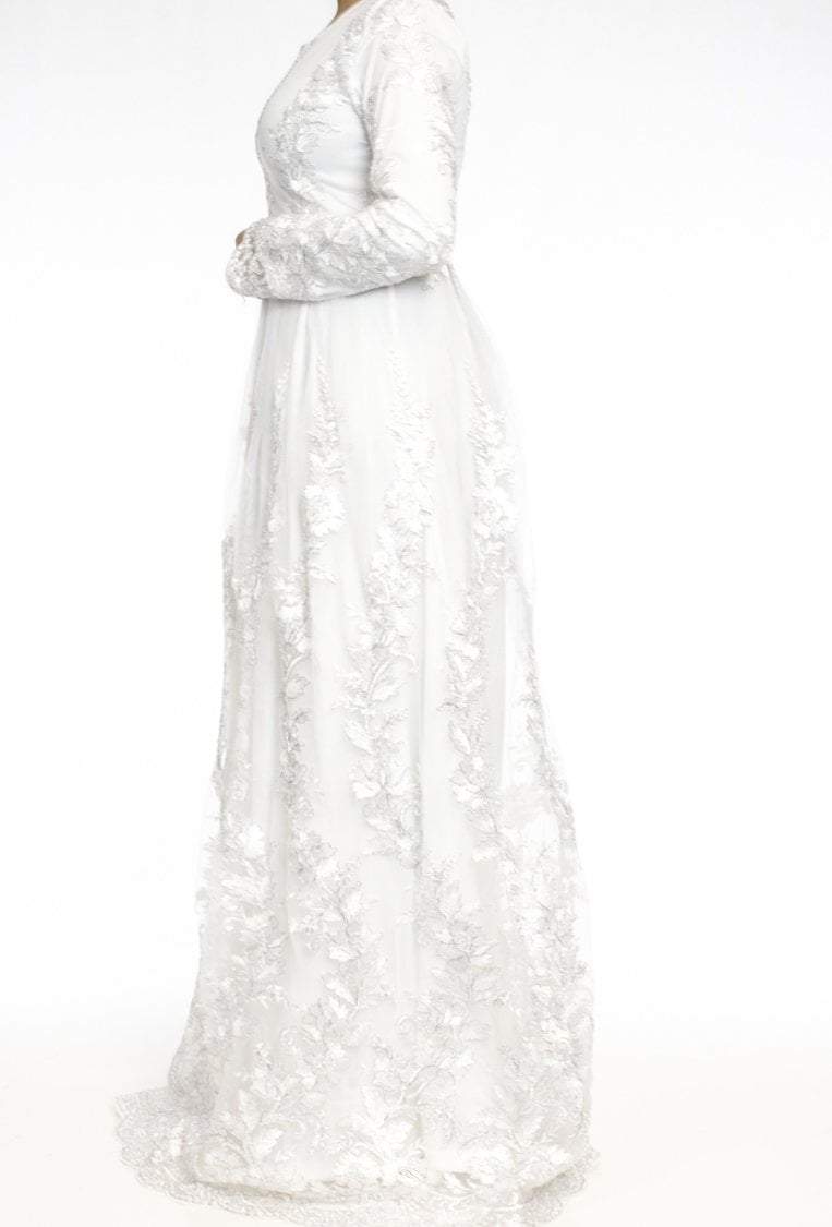 Snow-White Embroidered Princess Gown Kabayare
