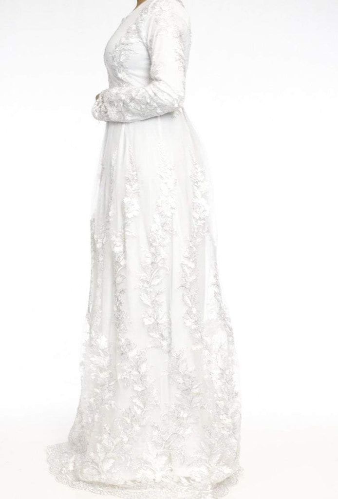 Snow-White Embroidered Princess Gown Kabayare