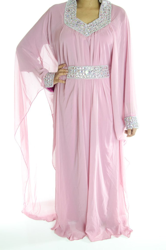 soft pink Beaded Kaftan Kabayare