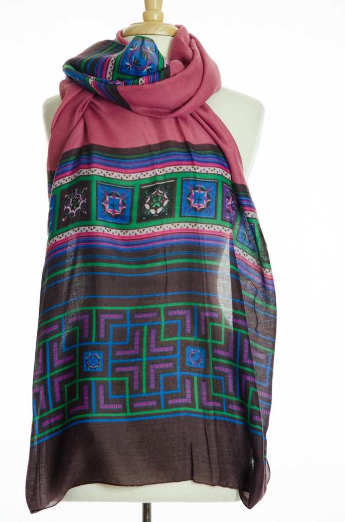 Soft Pink geometric Scarf Kabayare