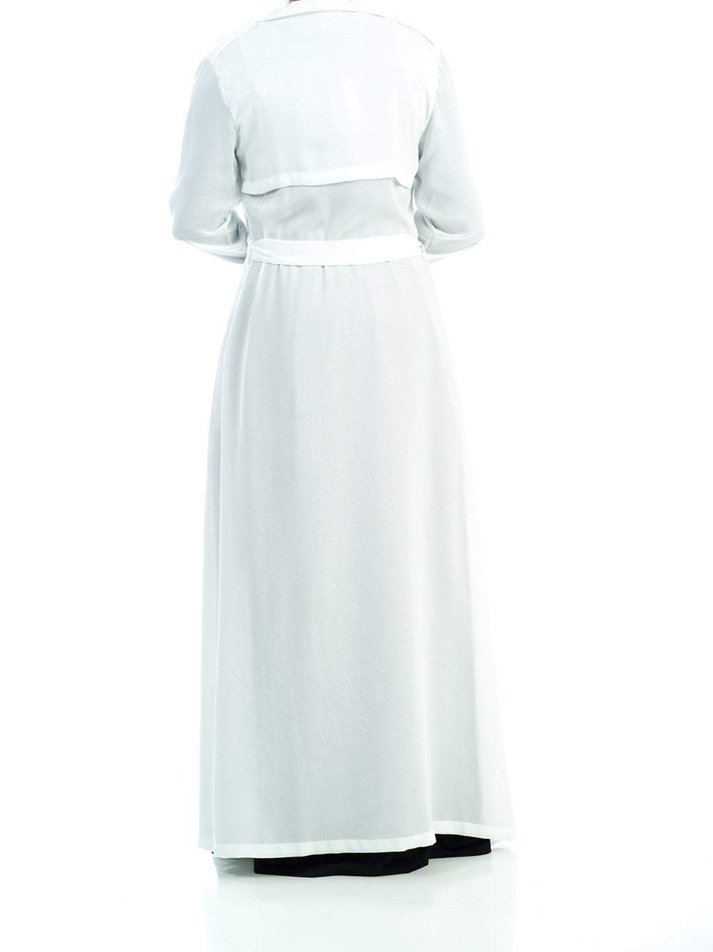 Solid classic Chiffon Maxi Trench Coat Kabayare