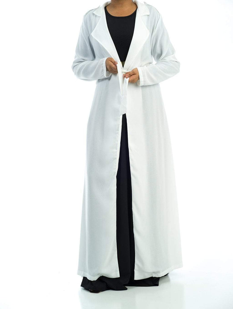 Solid classic Chiffon Maxi Trench Coat Kabayare