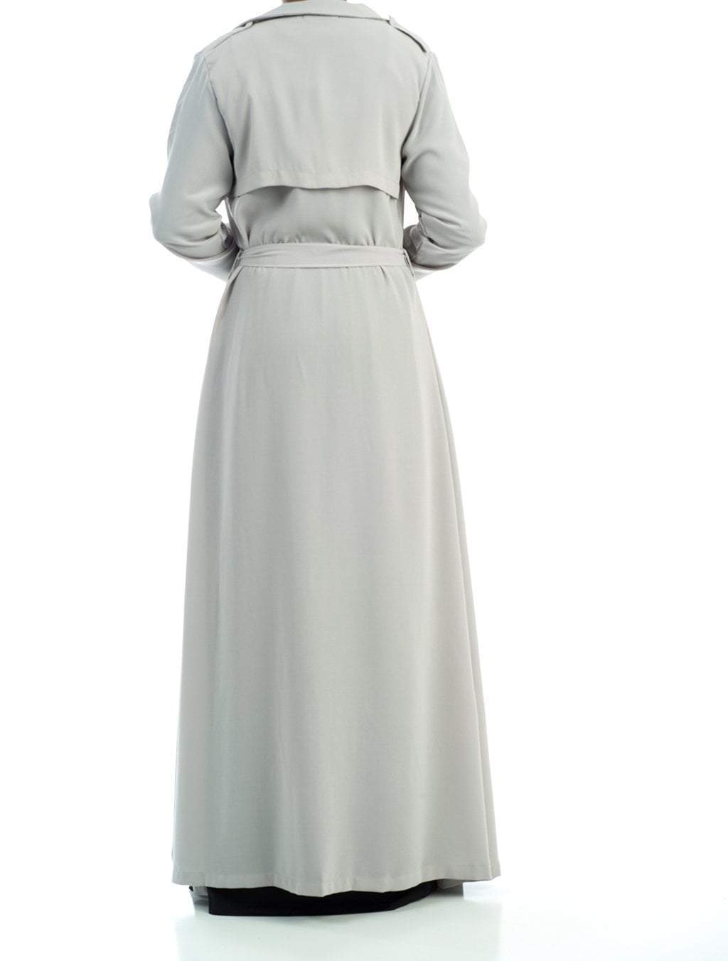 Solid classic Chiffon Maxi Trench Coat Kabayare