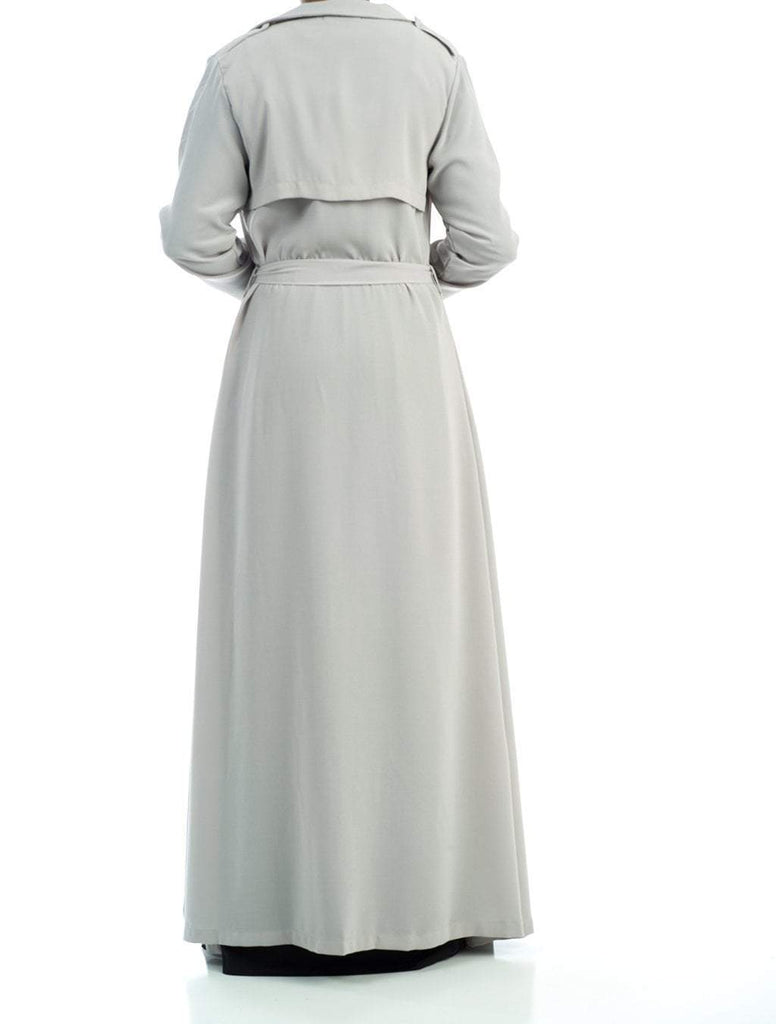 Solid classic Chiffon Maxi Trench Coat Kabayare