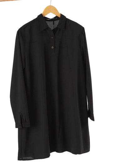 Black Solid Tunic Modest top