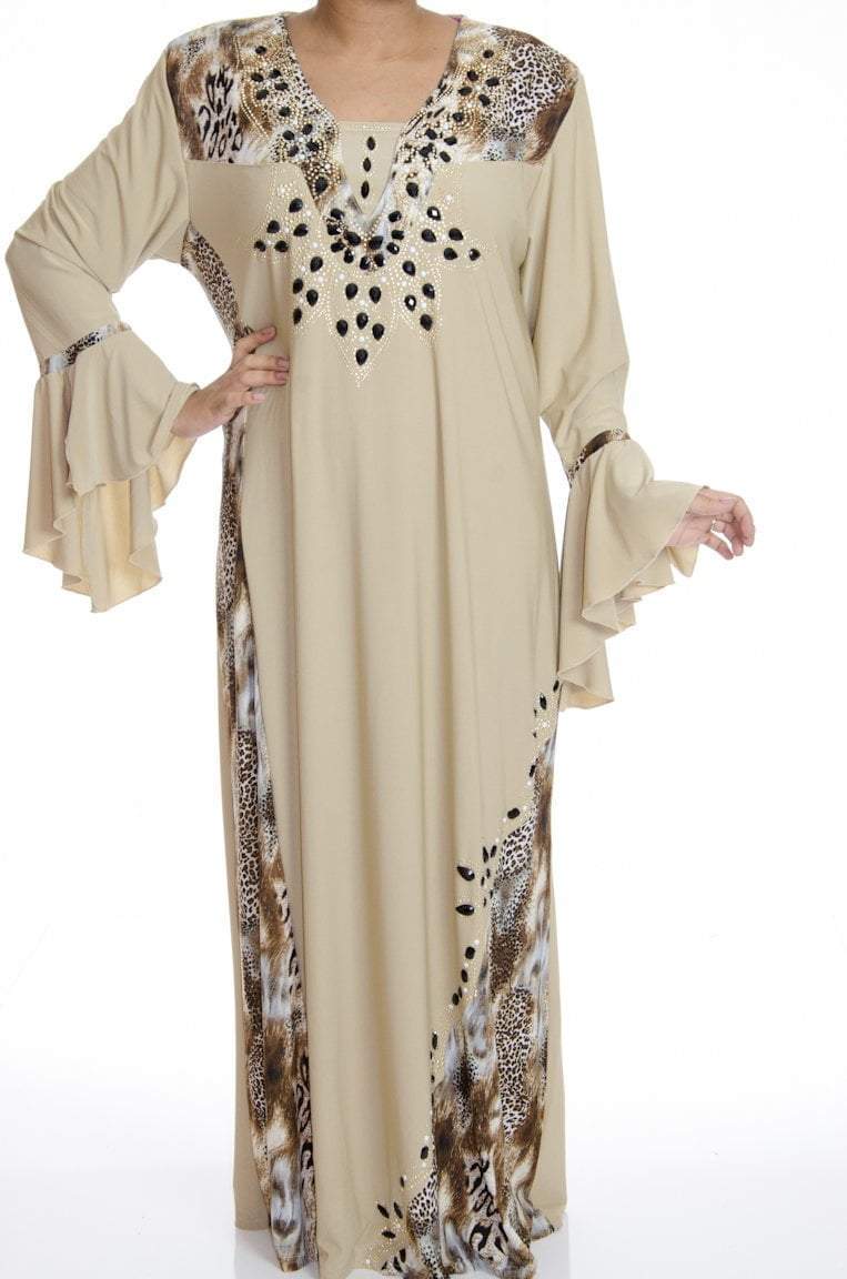 Tan Bejeweled dress Kabayare