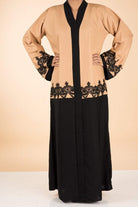 Tan color-block lace Abaya Kabayare