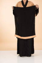 Tan color-block lace Abaya Kabayare
