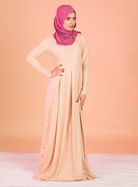 Tan eyelash pattern lace dress Kabayare