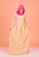 Tan eyelash pattern lace dress Kabayare
