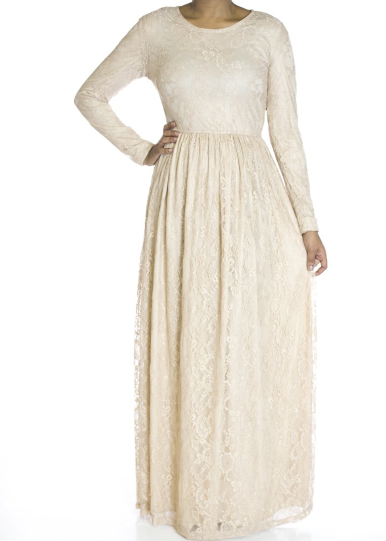 Tan Floral lace dress Kabayare