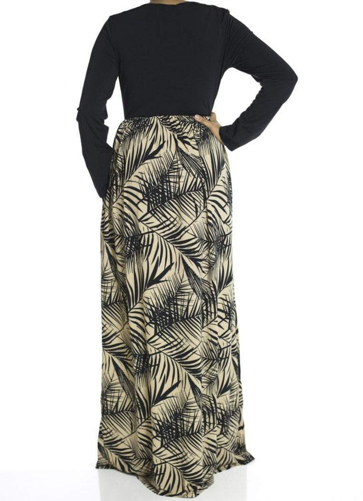 Tan Palms maxi dress Kabayare