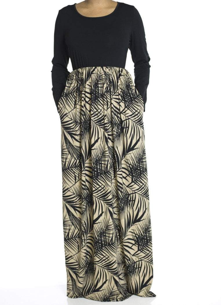 Tan Palms maxi dress Kabayare