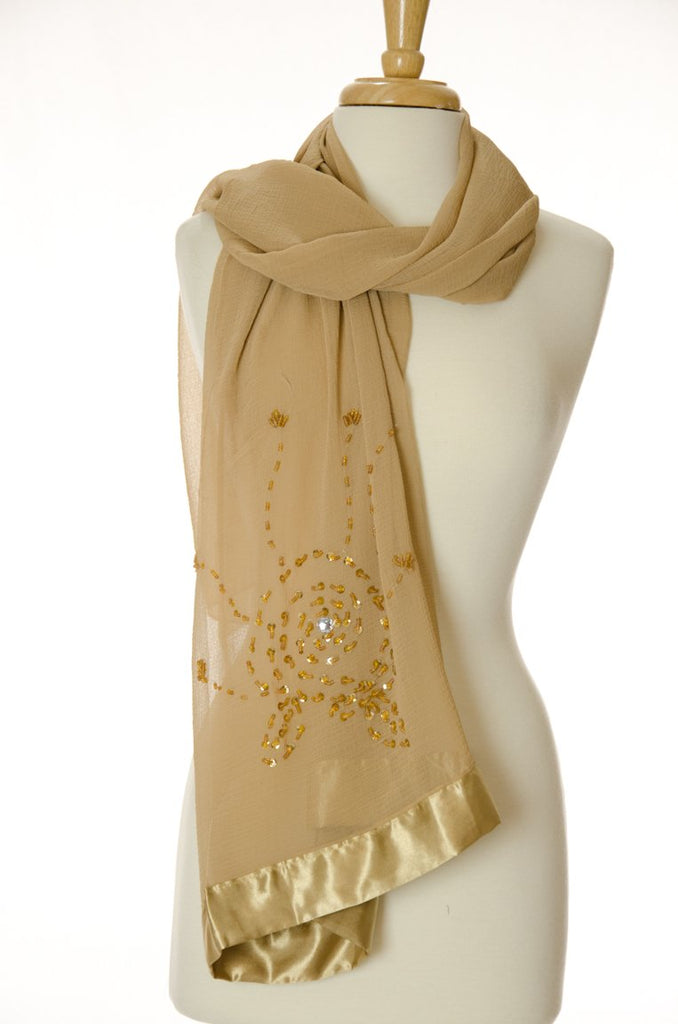 Tan Sheer Elegant Chiffon Scarf Kabayare