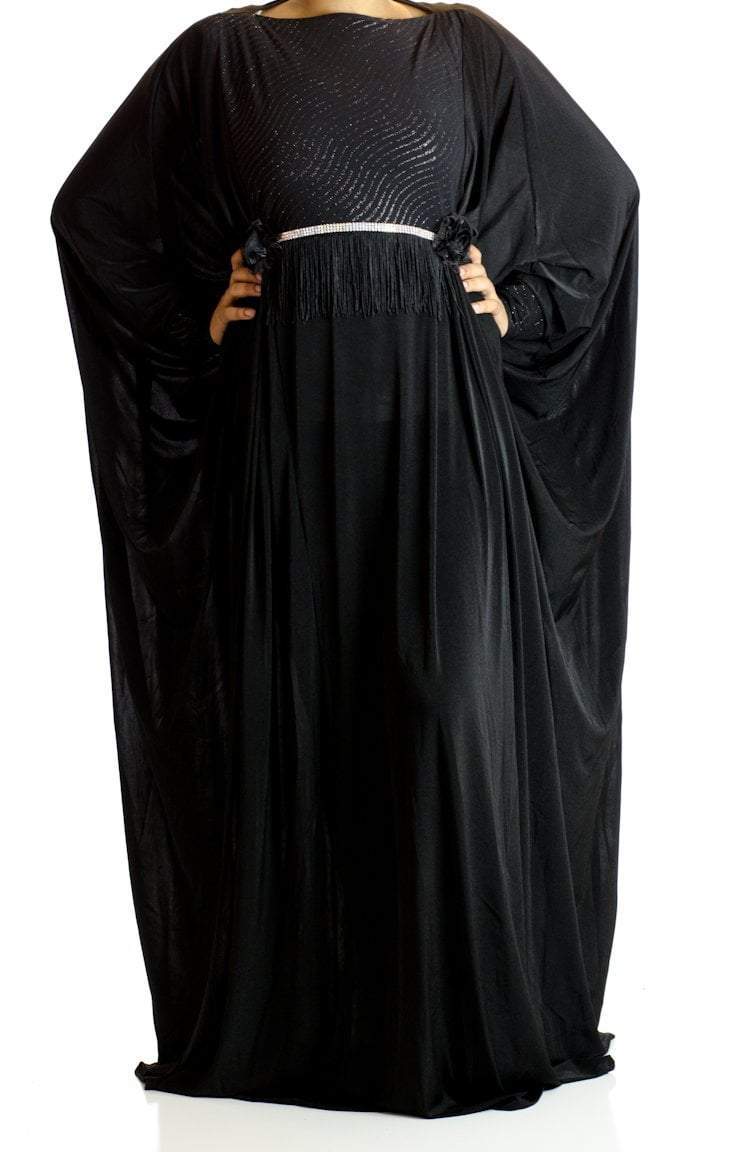 Tassel Butterfly Jersey Abaya Kabayare