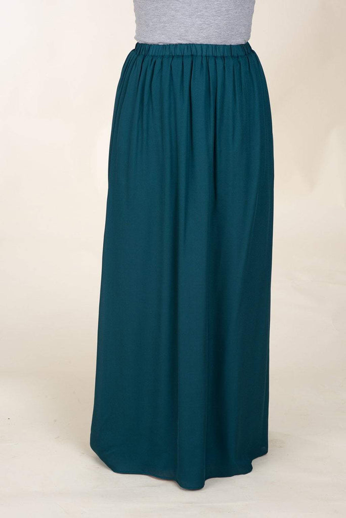 Teal Basic Crepe Maxi Skirt Kabayare